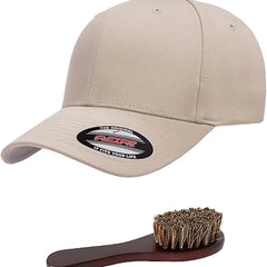 Flexfit Wooly Combed Men's Athletic Stretch Fitted Baseball Cap Bundle with THP Hat & Clothing Brush