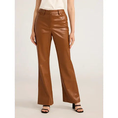 Scoop Women's and Women's Plus Faux Leather High Waisted Trouser Pants