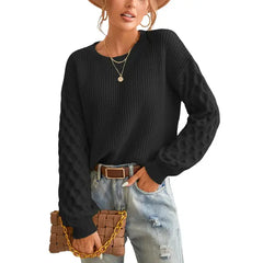 CUPSHE Women's Sweater Cable Knit Crew Neck Long Sleeves Fashion Casual Pullover Sweater Tops