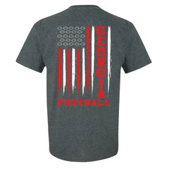 Georgia Football Team Color Red and Black American Flag Mens Short Sleeve T-shirt
