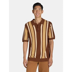 Tribekka 44 Men's Striped Seed Stitch Button Front Sweater Polo Shirt