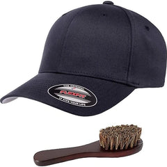 Flexfit Wooly Combed Men's Athletic Stretch Fitted Baseball Cap Bundle with THP Hat & Clothing Brush