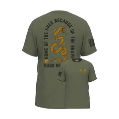 Rags of Honor All Gender Short Sleeve Patriotic Home of the Free Because of the Brave Snake Graphic Tee in Mens