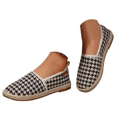Oyedens Women's Checkered Slip on Loafers Walking Shoes Travel Beach Linen Espadrilles Flats Sneakers