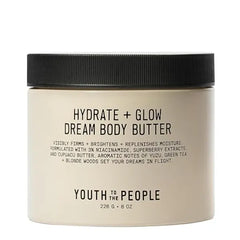 Youth To The People Superberry Hydrate + Glow Dream Body Butter - 3% Niacinamide + Jojoba Oil, Shea + Cupuaçu Butters, Yuzu + Green Tea + Blonde Woods Scented Body Lotion, Firming Moisturizer, Vegan