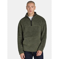 No Boundaries Men's & Big Men's Faux Shearling High Pile Fleece Quarter Zip Pullover