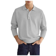 Polo Shirts for Men Turn-Down Collar Long Sleeve Slim Fit Solid Color Summer Sports Business Casual Polo Shirt