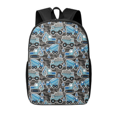 Disketp Blue Excavator School Backpack, Lightweight Basic Middle School Bookbags 17 Inch Casual Daypack for Student College, Travel or Outdoor