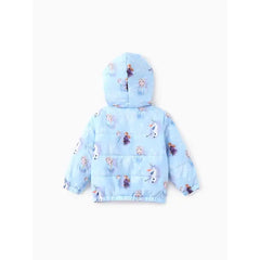 Patpat Disney Frozen Toddler Girl 2pcs Elsa And Anna Gradient/Snowflakes Print Hooded Jacket Coat With Storage Bag Blue