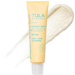 TULA Skin Care Protect + Glow Daily Sunscreen Gel Broad Spectrum SPF 30 - Skincare-First, Non-Greasy, Non-Comedogenic & Reef-Safe with Pollution & Blue Light Protection