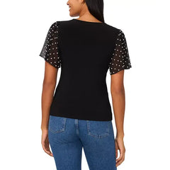 Macy's Women's Flutter V-Neck Top-Rich Black