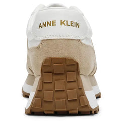 Anne Klein Womens Stellar Lace Up Jogger Platform Sneakers, Comfortable Trendy Everyday Footwear, White Tan