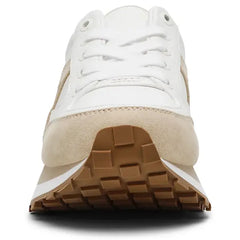Anne Klein Womens Stellar Lace Up Jogger Platform Sneakers, Comfortable Trendy Everyday Footwear, White Tan