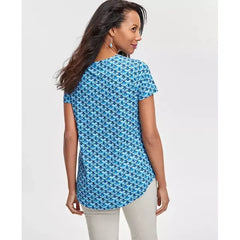 Women's Printed Scoop-Neck T-Shirt, Created for Macy's-Indigo combo