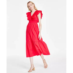 Adrianna Papell Womens Ruffled Maxi Dress, Elegant Style for Special Occasions