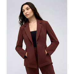 Women's Athletic Stretch One Button Notch Collar Blazer,Created by Macy's-Deep Chestnut
