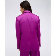 Women's One Button Notch Collar Satin Jacket,Created by Macy's-Vivid Magenta