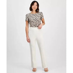 Anne Klein Petite Pull On Crepe Trousers, Stylish Comfortable Womens Pants, Anne White