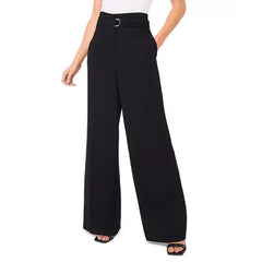 Women's Belted High Rise Wide-Leg Trousers,Created by Macy's-Black