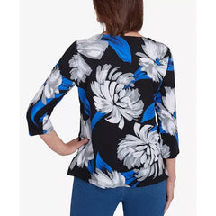 Alfred Dunner Petite Key Items Brushstroke Print Crew Neck Tee, Multi