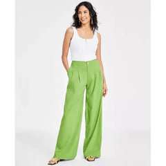 Women's Pleated Wide-Leg Pants, Exclusively at Macy's-Cactus gre