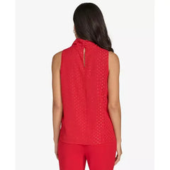 Macy's Women's Metallic Clip-Dot Sleeveless Top-Red
