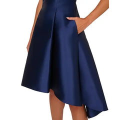 Adrianna Papell Women's Sequined Mikado One Shoulder Dress for Glamorous and Elegant Evening Style, Light Navy