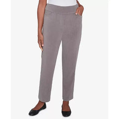 Alfred Dunner Petite Copenhagen Knit Corduroy Faux Fly Pull On Average Length Pants, Graphit , Size 16P