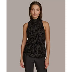 Women's Velvet Burnout Sleeveless Top Macy's-Black