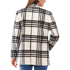 Women's Plaid Double-Breasted Blazer,Created by Macy's-Nwe Ivory