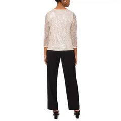 Macy's DRAPE NECK BLOUSE W/-Sliver