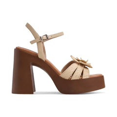 ALDO Women's Beachbloom Two Piece Platform Sandals, Trendy and Comfortable Sandals, Light Beige Raffia