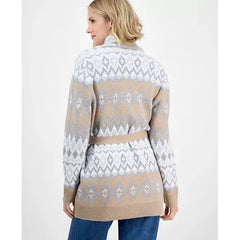 Women's Cozy Fairisle Cardigan, Created for Macy's-Natural