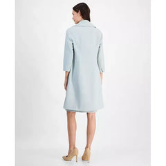 Anne Klein Womens Stretch Wide Collar Open Front Long Jacket, Stylish Comfortable Outerwear ,Soft Aloe