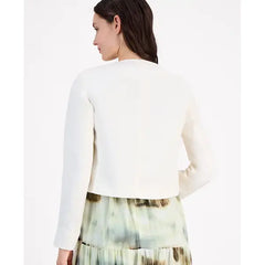 Anne Klein Womens Petite Button Front Patch Pocket Jacket, Stylish and Versatile Outerwear ,White Dove