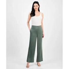 Anne Klein Womens Pull On High Rise Wide Leg Pants, Comfortable Stylish Office Trousers