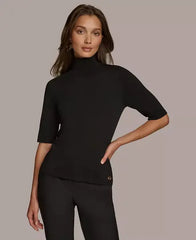Women's Rib-Knit Turtleneck Sweater,created by Macy's-Black