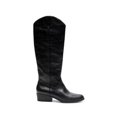 Aerosoles Womens Cadence Tall Cowboy Boot, Stylish Comfortable Western Boots, Black Burnished Leather