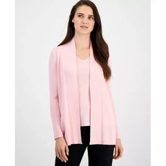 Anne Klein Womens Sonoma Rib Trim Open Front Cardigan, Soft Comfortable Layering Piece