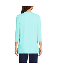 Macy's Women's 3/4 Sleeve Cotton Supima Tunic-Pale aqua ice