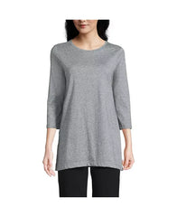 Macy's Women's 3/4 Sleeve Cotton Supima Tunic-Pewter heather