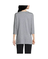 Macy's Women's 3/4 Sleeve Cotton Supima Tunic-Pewter heather