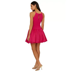 Adrianna Papell Womens Bubble Hem Sleeveless Dress, Stylish Party or Special Occasion Outfit, Bright Rose