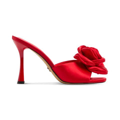ALDO Women's Redrose Slip On Sandals, Comfortable Flats for Summer, Red Satin