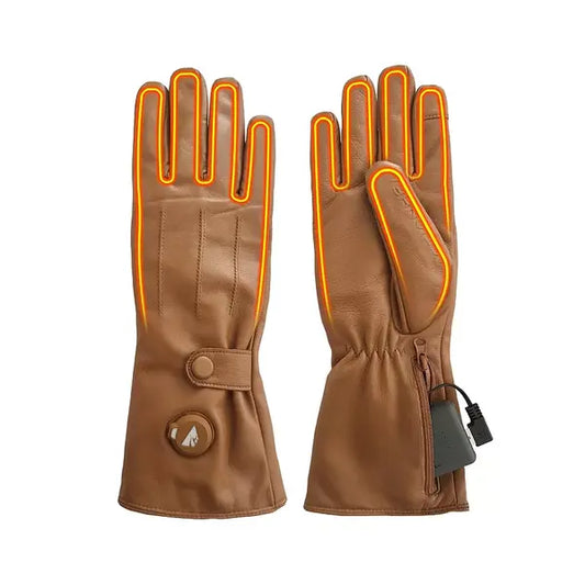 ActionHeat 5V Battery Heated Leather Dress Glove, Stylish and Warm Winter Gloves, TAN