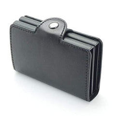 eWINNER Black fashion PU Leather aluminium slim Secure ID wallet Slim Card Holder for Men Women Auto Pop Up RFID Blocking Credit Card Holder Money Clip Wallet Holds 14 Cards