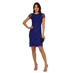 Adrianna Papell Women's Beaded Cap Sleeve Sheath Dress for Elegant and Sophisticated Style