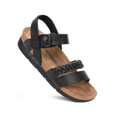 Aerothotic Quinn Comfortable Braided Leather Platform Sandals with Arch Support, Stylish and Supportive Footwear