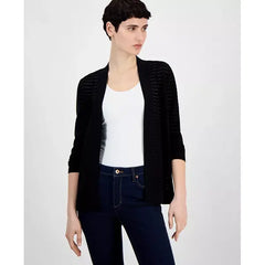 Anne Klein Womens Shadow Stripe Open Front Cardigan, Lightweight Stylish Layer for Any Season
