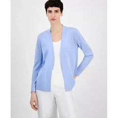 Anne Klein Womens Shadow Stripe Open Front Cardigan, Lightweight Stylish Layer for Any Season